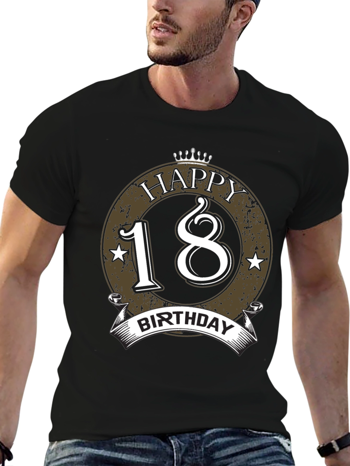 Black Happy 18th Birthday Black T-Shirt view 6