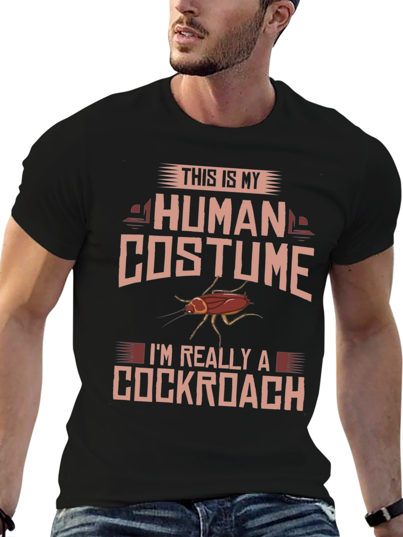 Black Human Costume Cockroach T-Shirt view 6