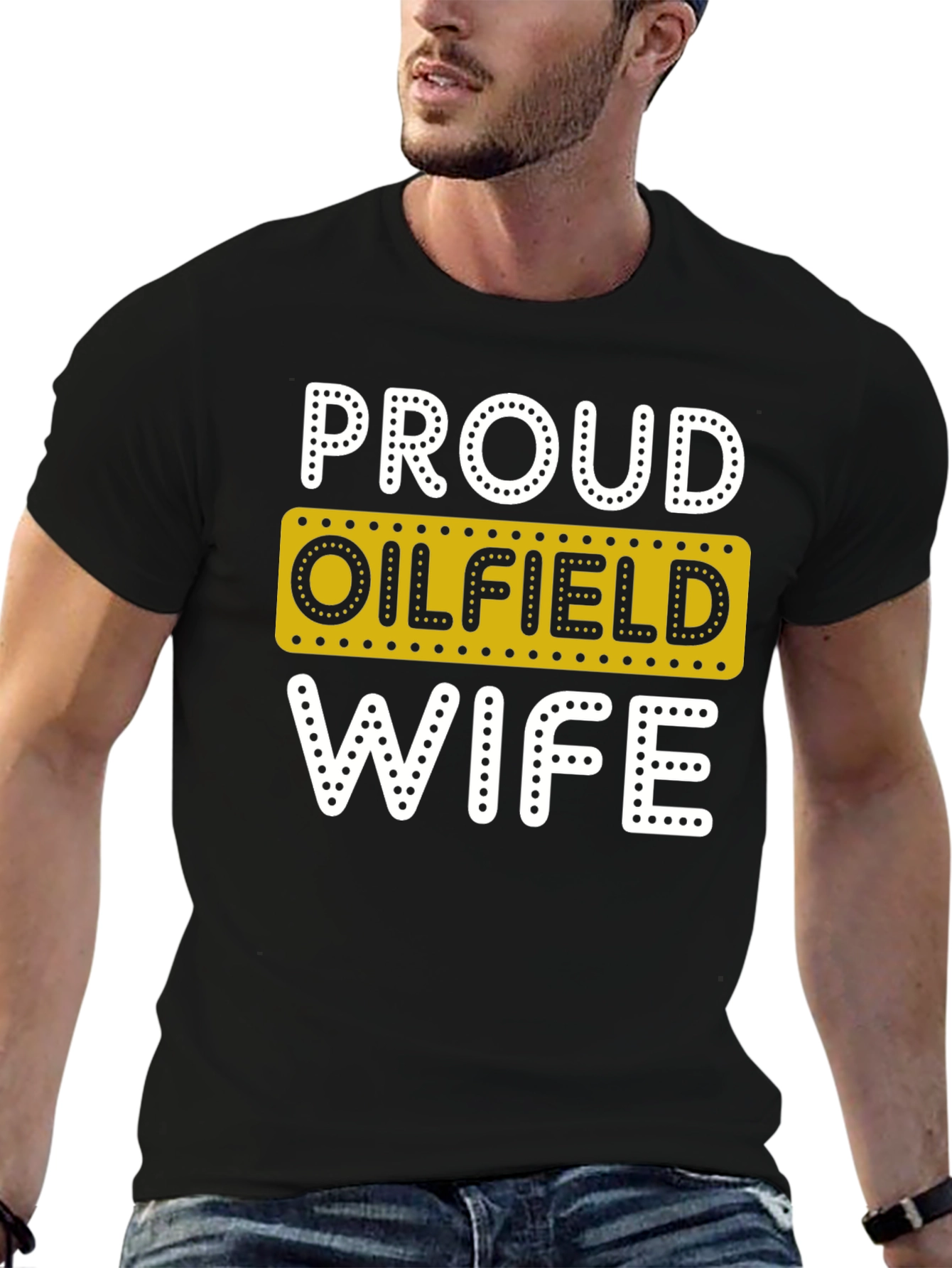 Black Proud Oilfield Wife Novelty T-Shirt view 6