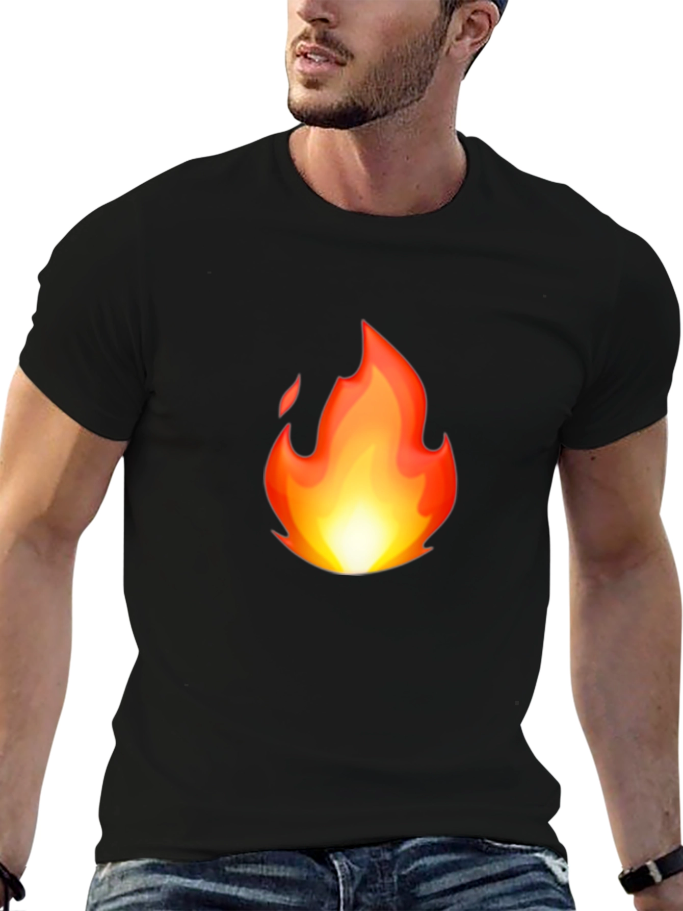 Black Fiery Black T-Shirt - Bold Graphic Tee view 6
