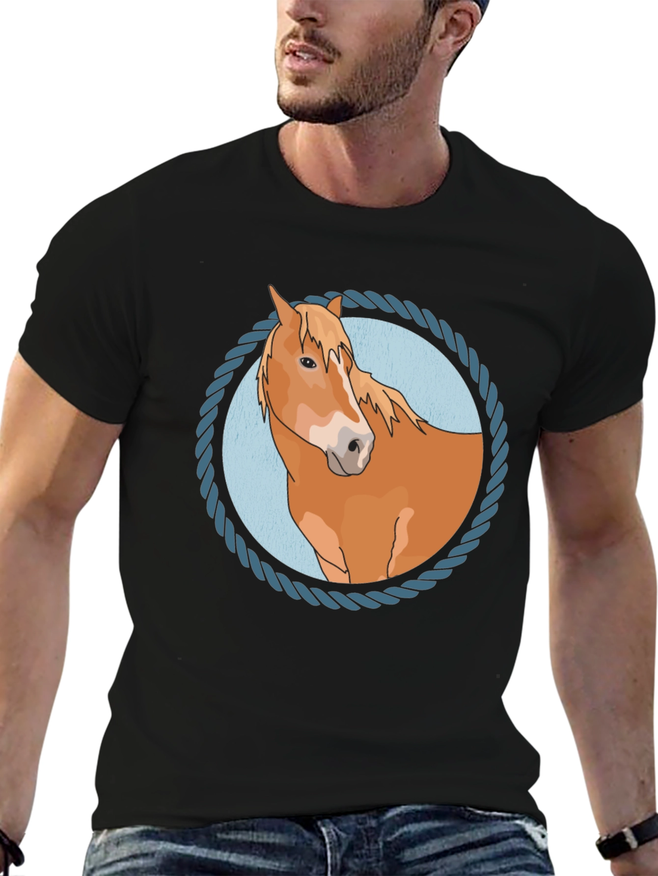 Black Horse Graphic Tee - Men's Black T-Shirt view 6