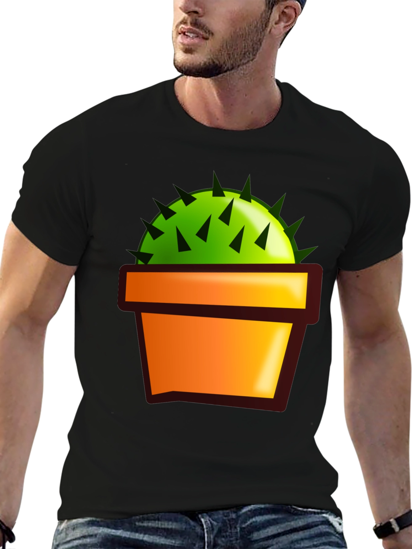 Black Cactus in Pot Graphic T-Shirt - Black view 6