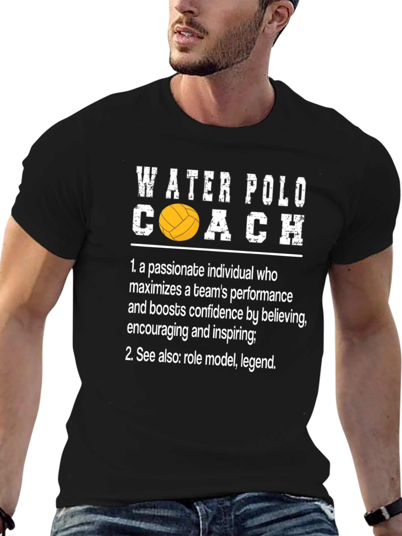 Black Water Polo Coach T-Shirt - Inspiring Legend view 6