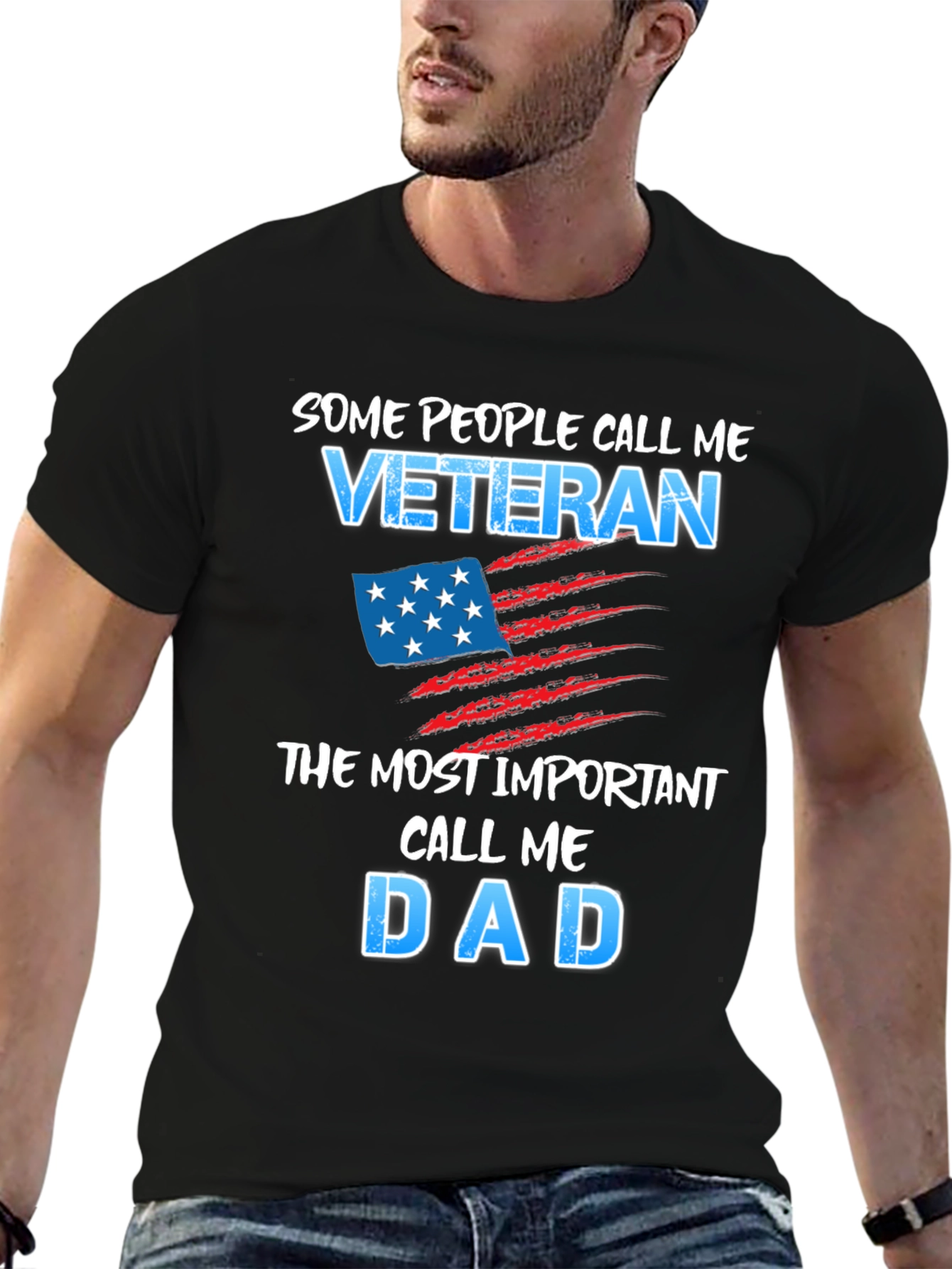 Black Veteran Dad Graphic Tee view 6