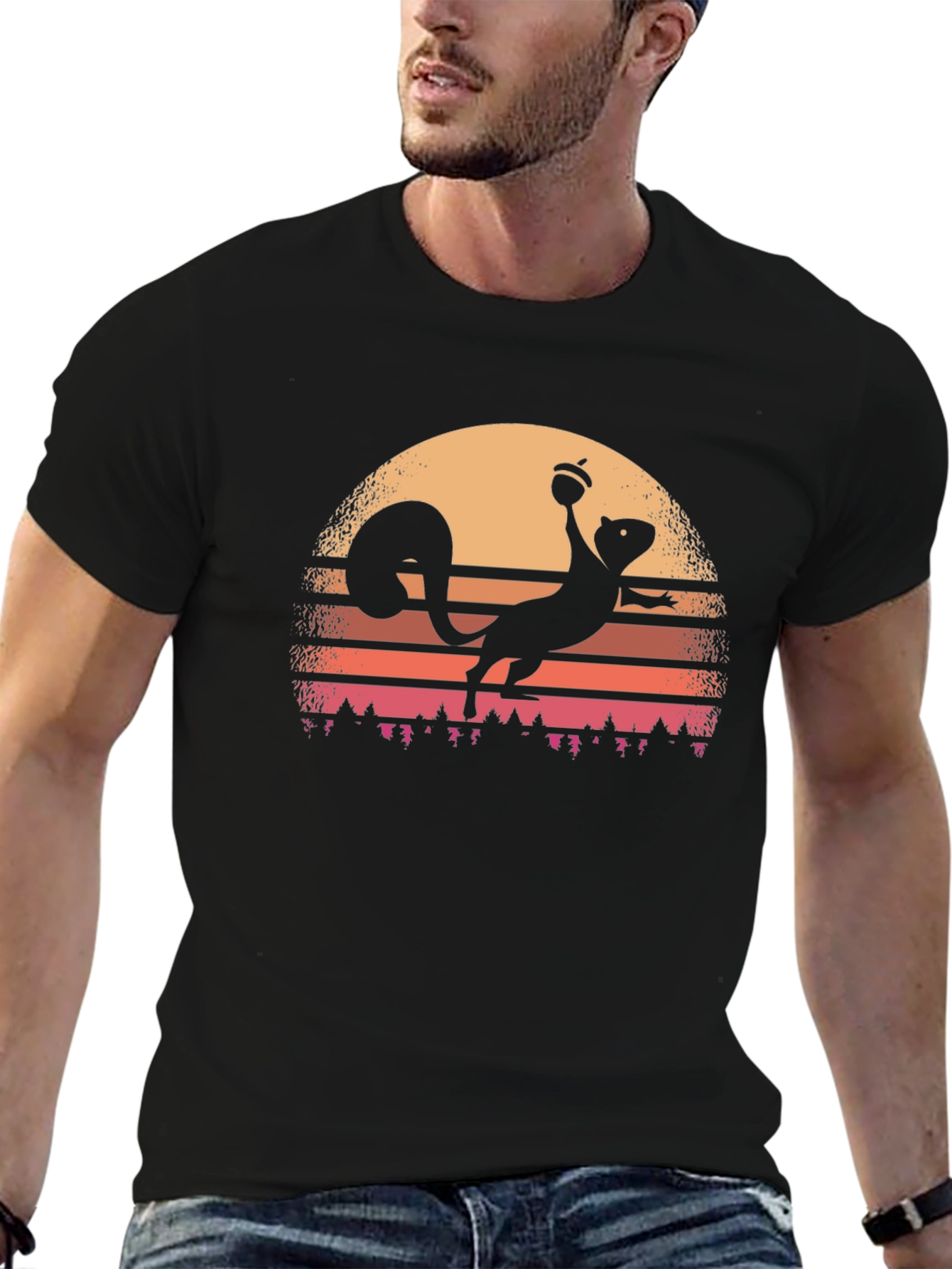 Black Sunset Squirrel T-Shirt view 6