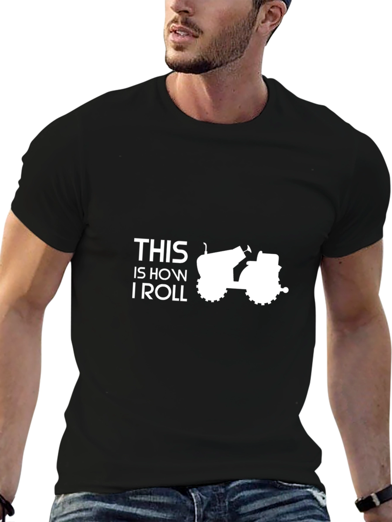 Black This Is How I Roll Funny Tractor T-Shirt view 6
