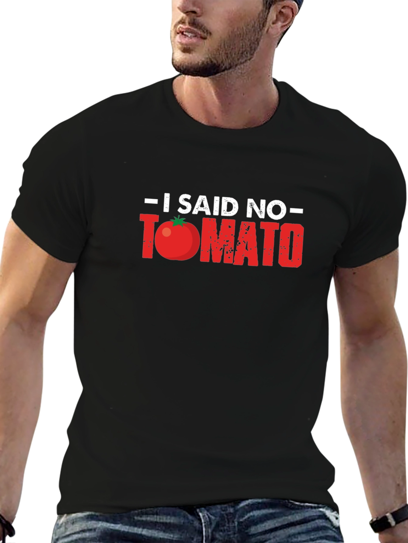 Black I Said No Tomato Graphic T-Shirt view 6