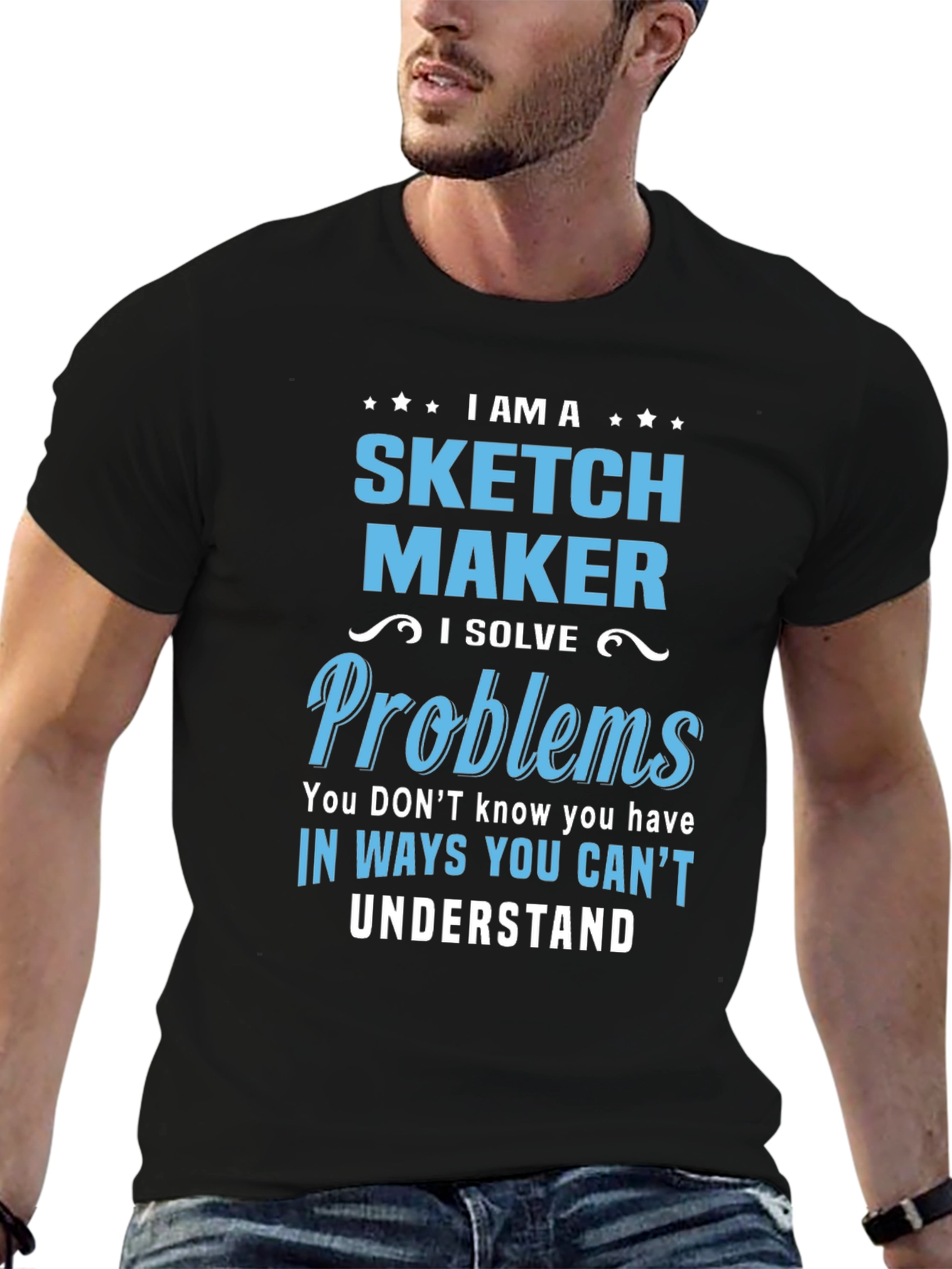 Black Sketch Maker Graphic T-Shirt view 6