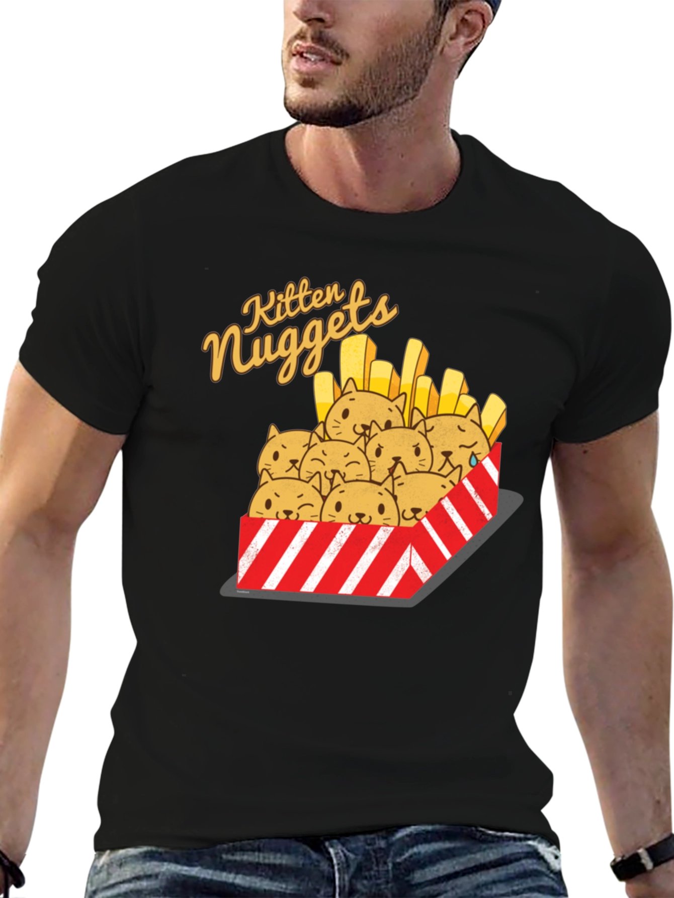 Black Kitten Nuggets Graphic T-Shirt view 6