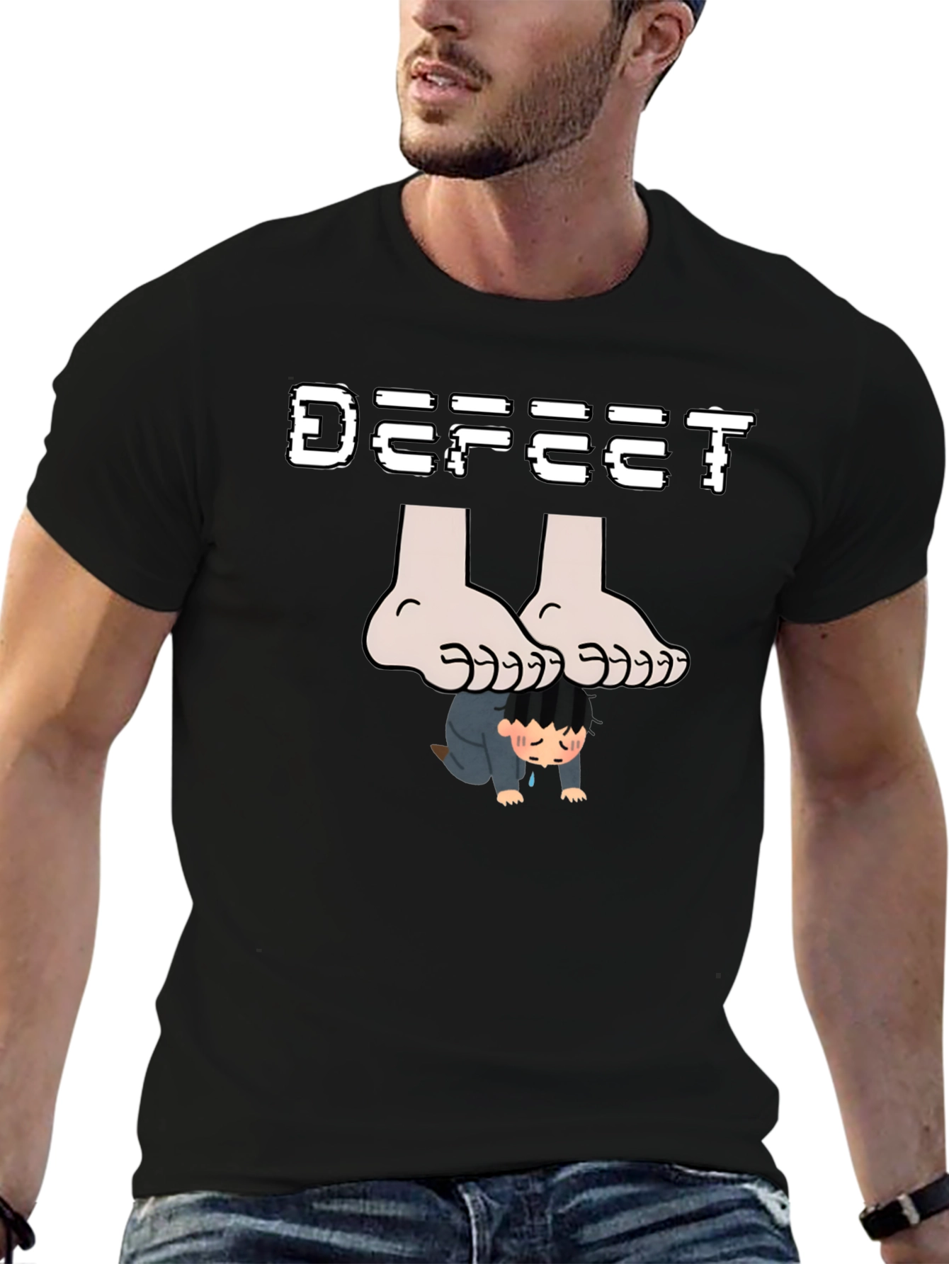 Black Defeet Funny Graphic T-Shirt view 6