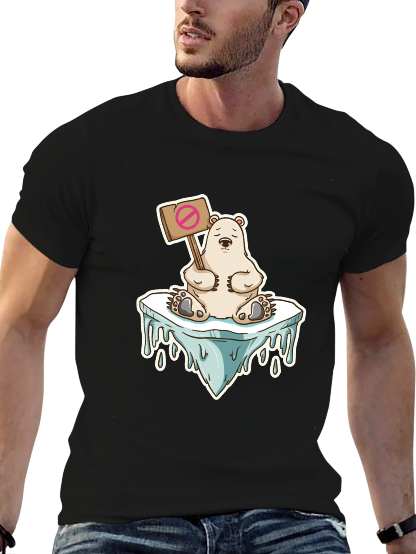 Black Polar Bear Global Warming T-Shirt view 6