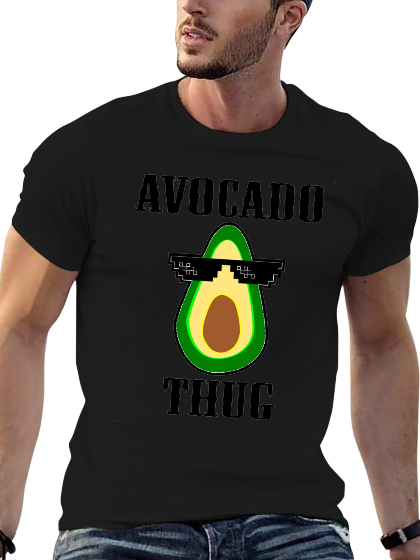 Black Avocado Thug Life Graphic Tee - Funny Novelty T-Shirt view 6