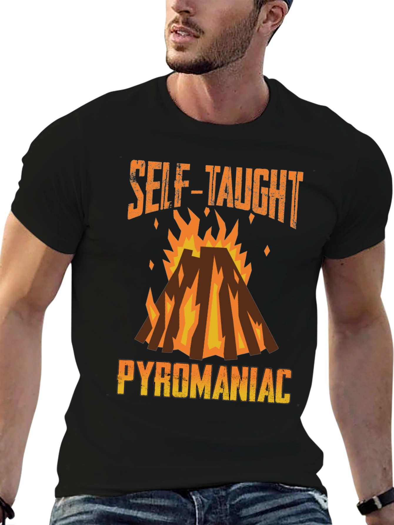 Black Self-Taught Pyromaniac Graphic Tee view 6
