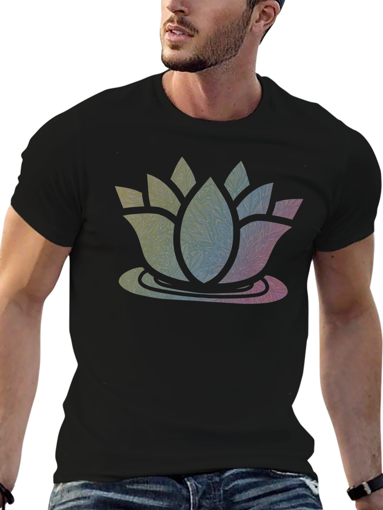 Black Lotus Mandala Graphic T-Shirt view 6