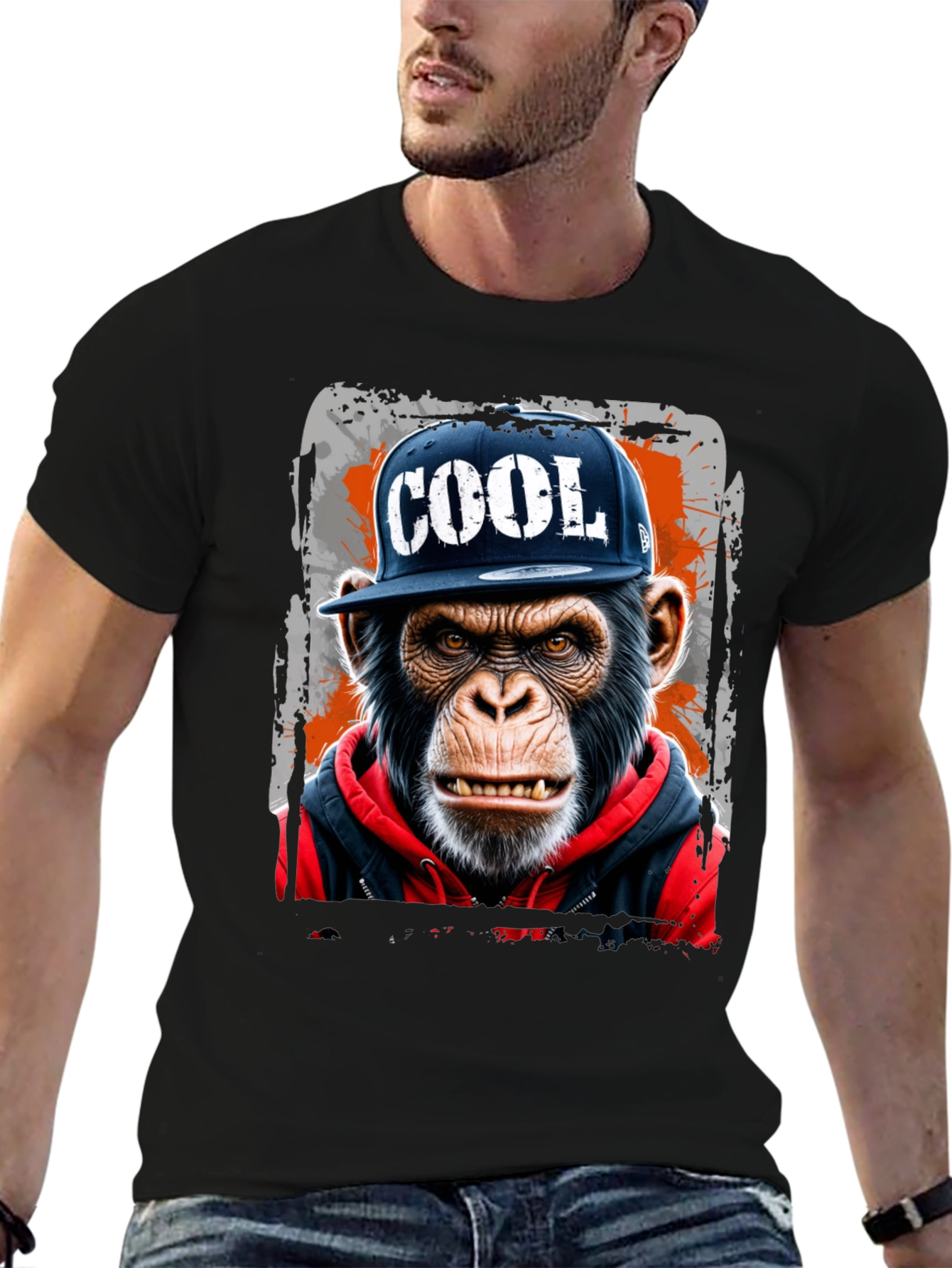 Black Cool Ape Graphic Tee - Urban Style T-Shirt view 6