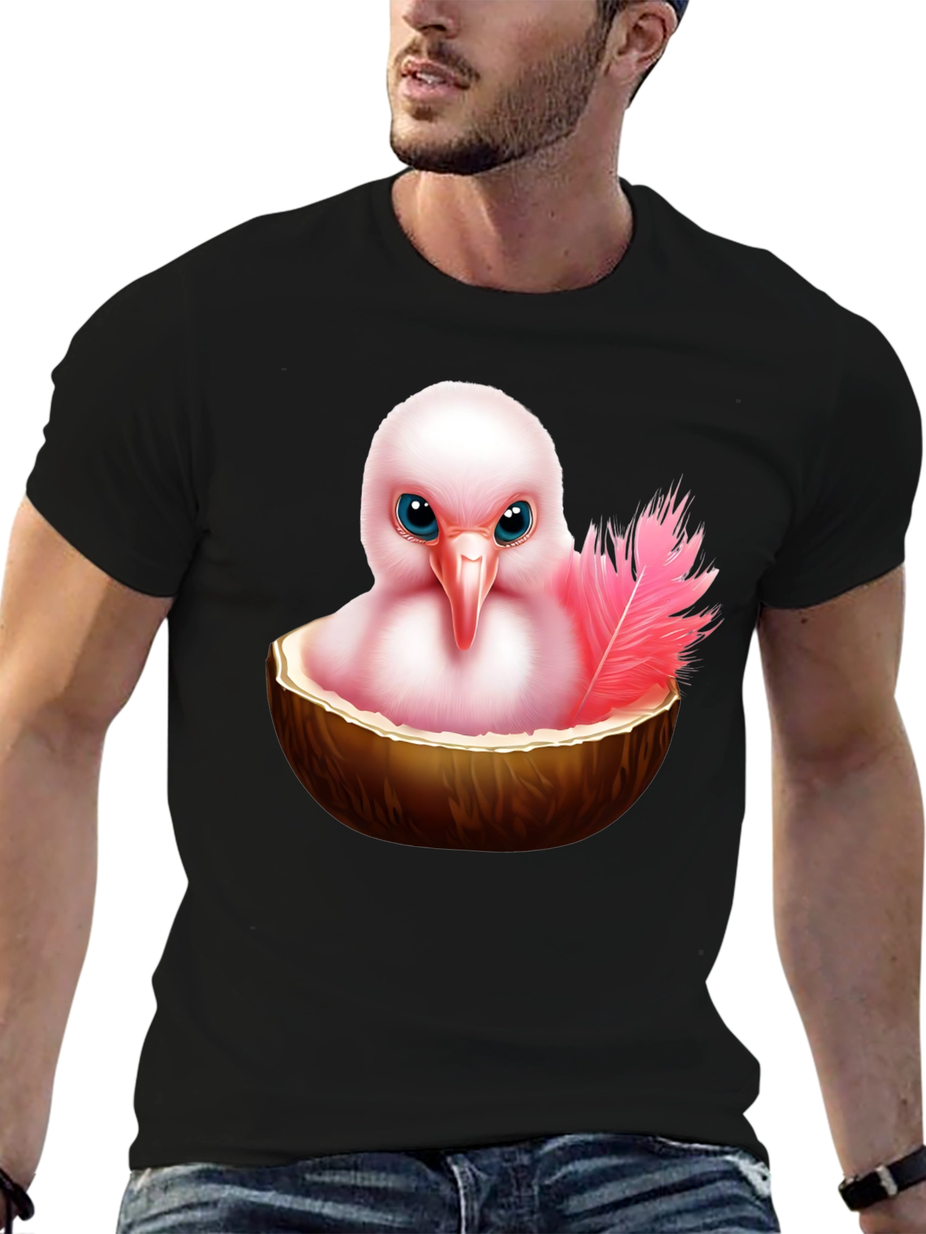 Humorous Bird in Coconut T-Shirt - 6