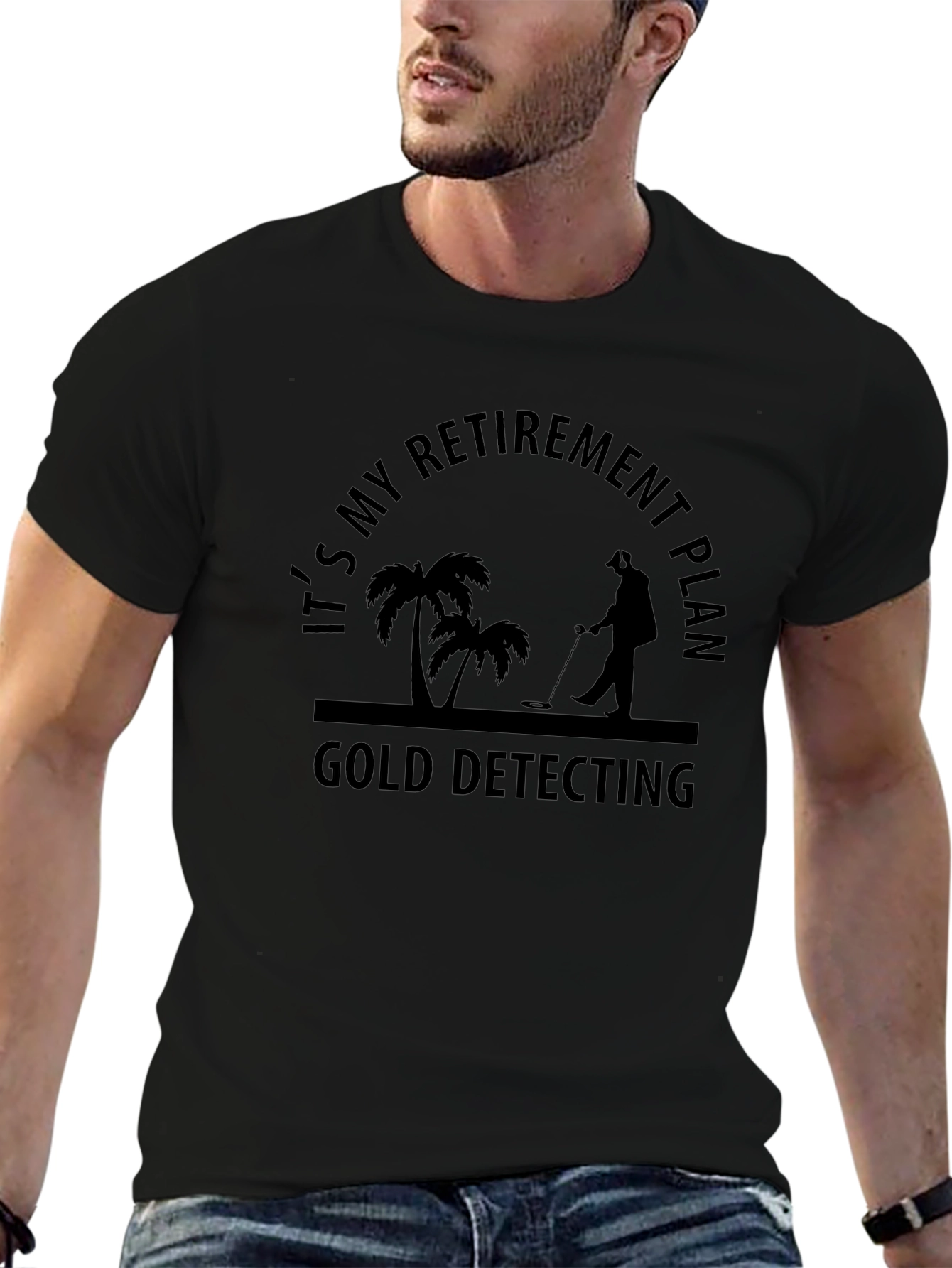 Black Retirement Gold Detecting Black T-Shirt view 6