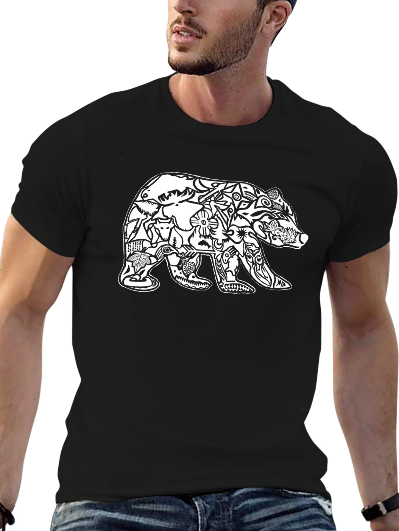 Black Black Bear Art Print T-Shirt view 6