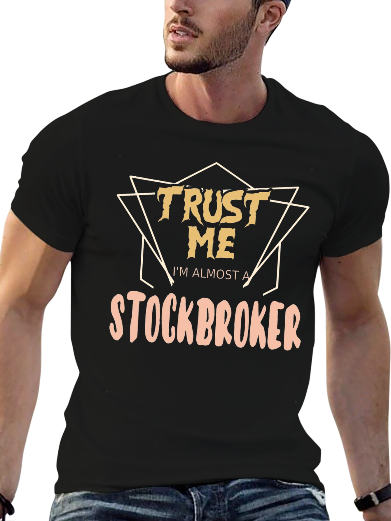 Black Trust Me, I'm Almost a Stockbroker T-Shirt view 6