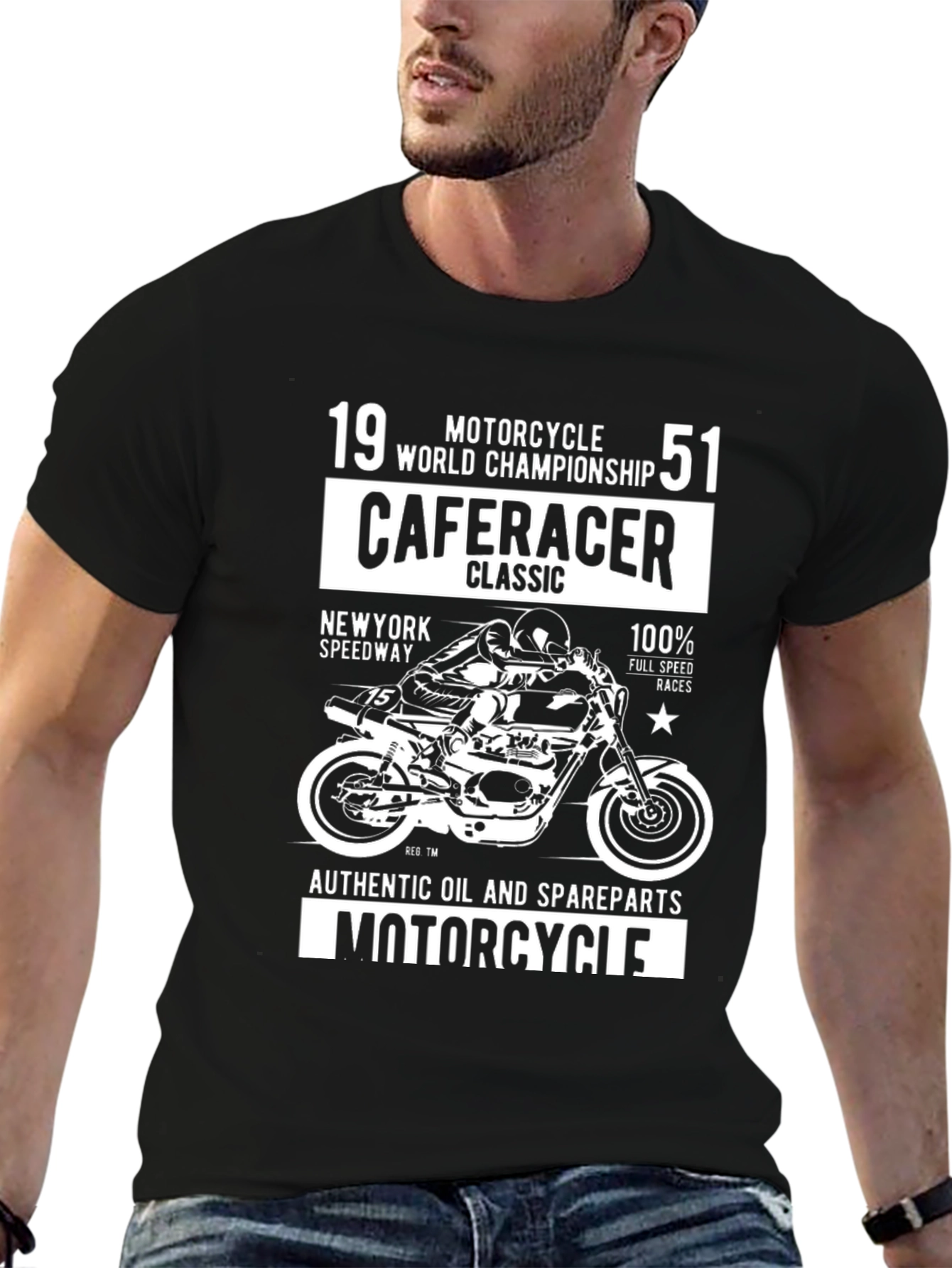 Black Cafe Racer Motorcycle T-Shirt - Vintage Graphic Tee view 6