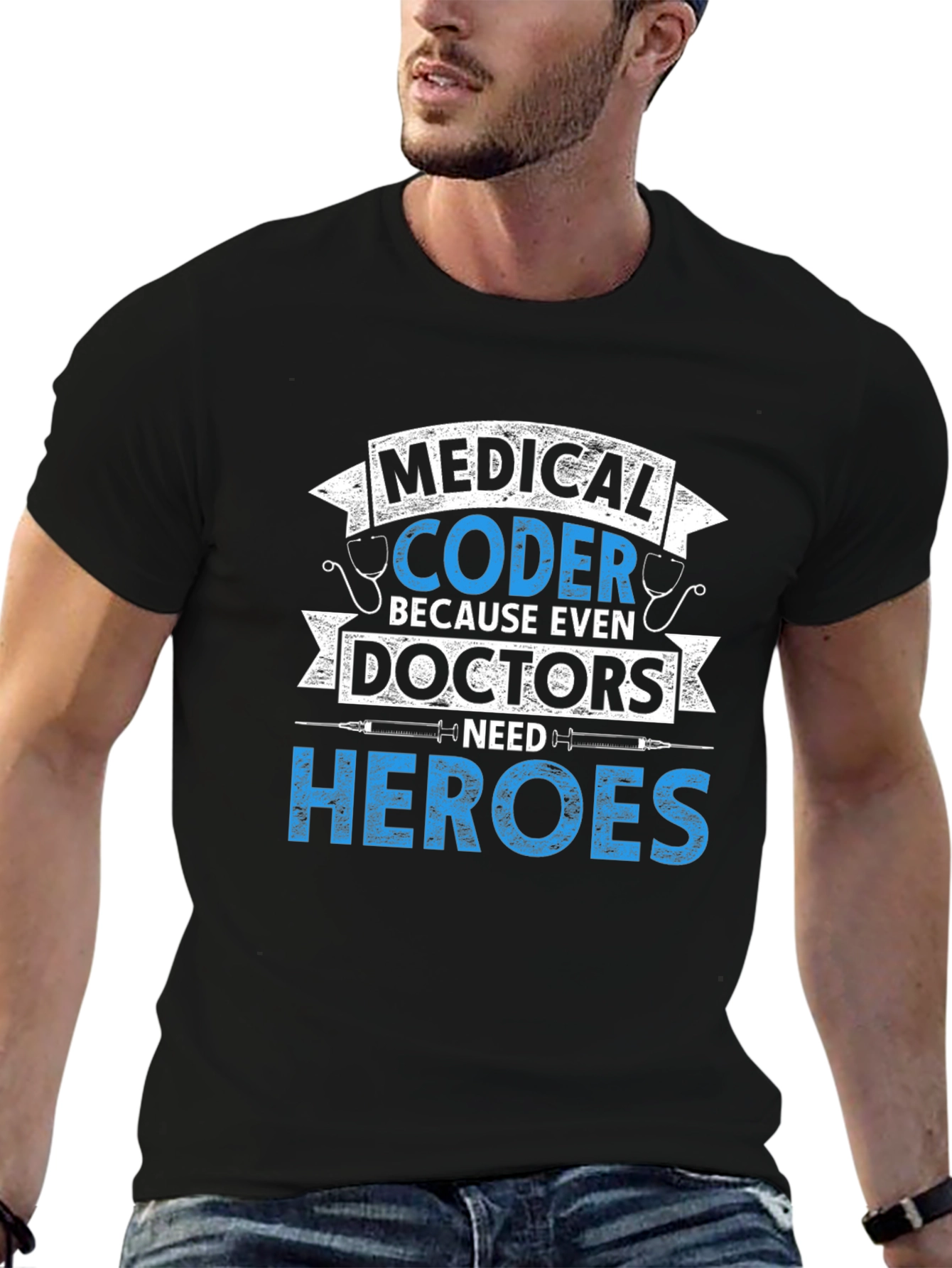 Black Medical Coder Hero T-Shirt view 6