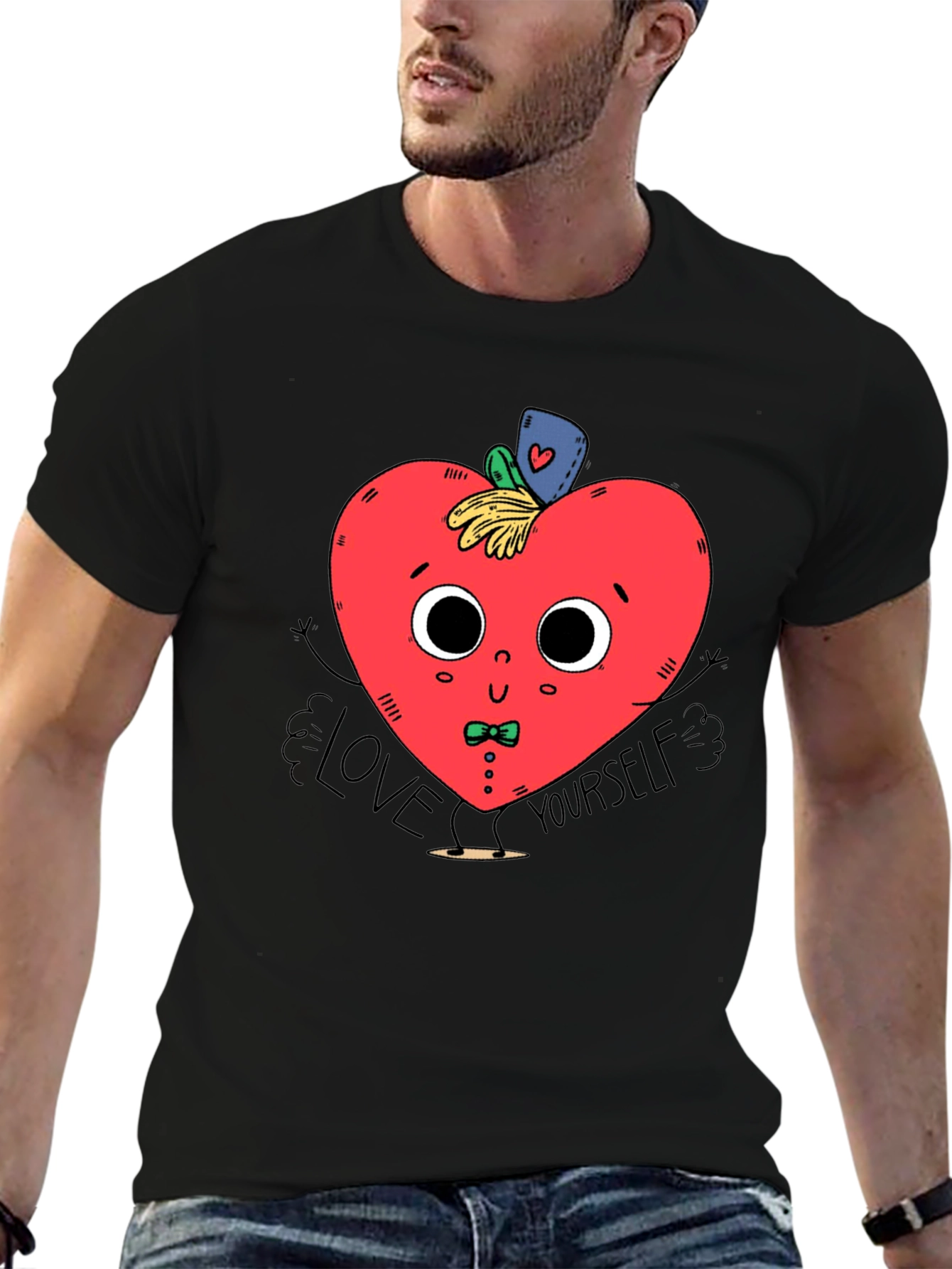 Black Love Yourself Heart Graphic T-Shirt view 6