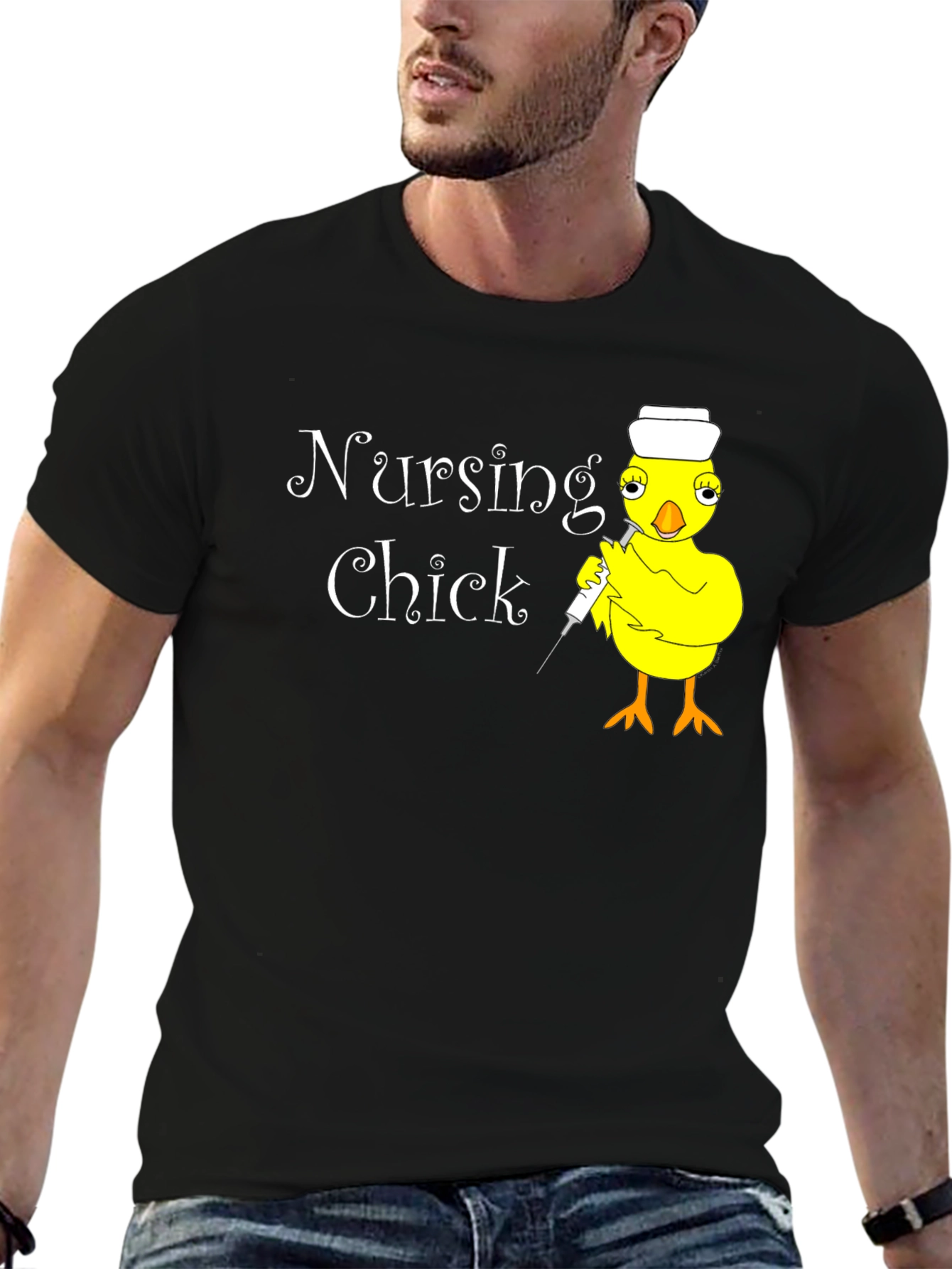 Black Nursing Chick T-Shirt - Funny Nurse Apparel view 6