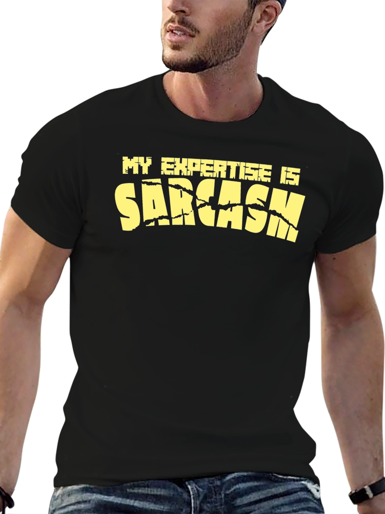 Black Sarcasm T-Shirt - My Expertise Is Tee view 6