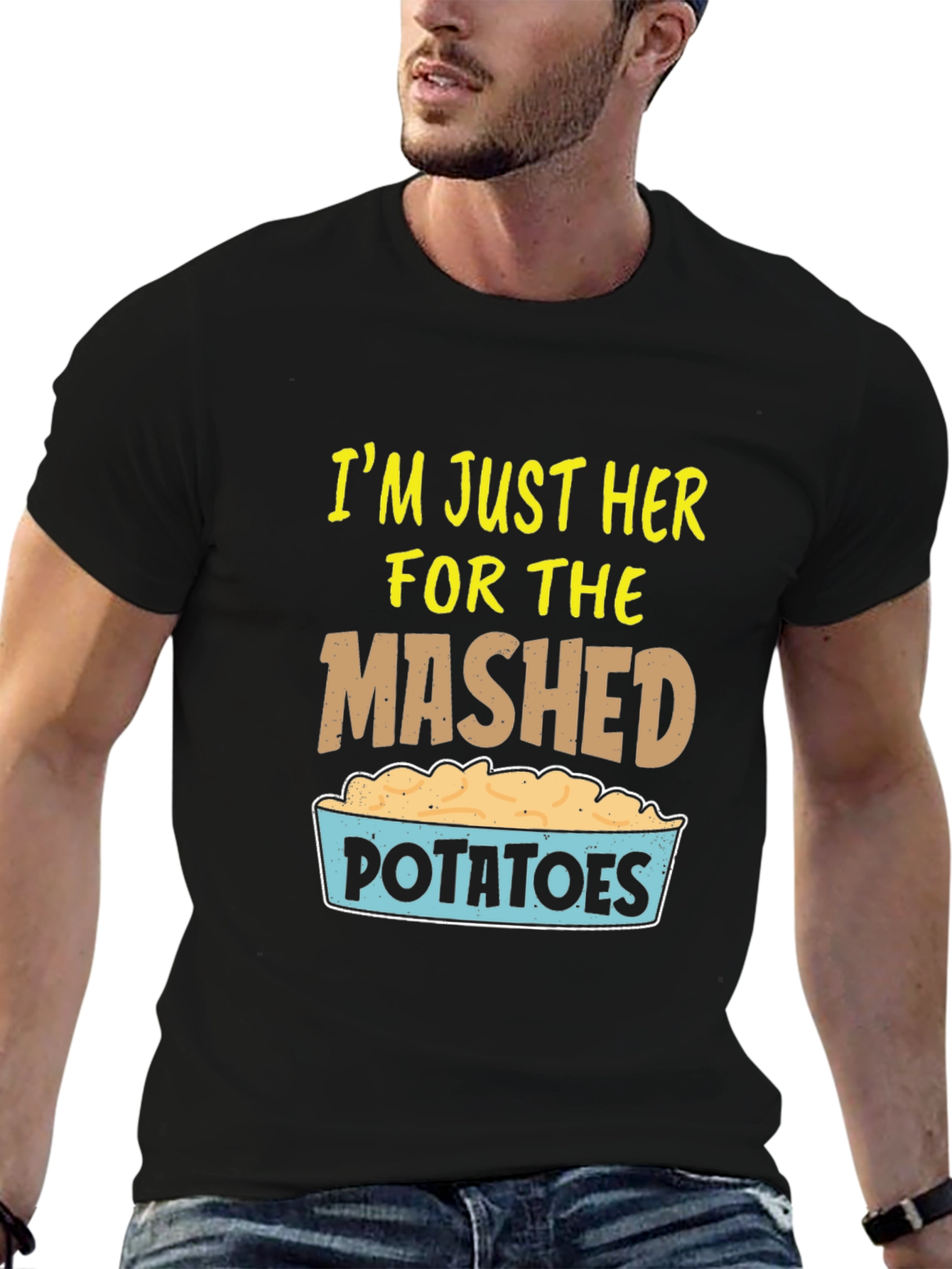 Black Mashed Potatoes Graphic T-Shirt, Foodie Tee view 6