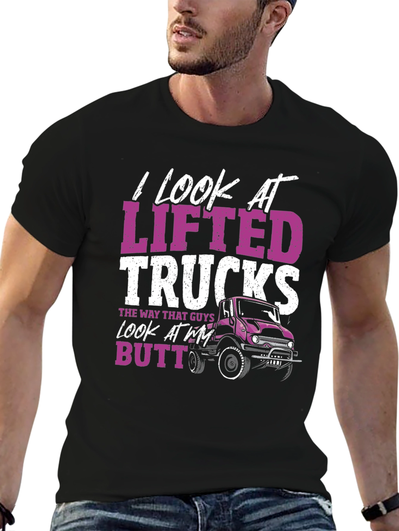 Black I Look At Lifted Trucks T-Shirt view 6