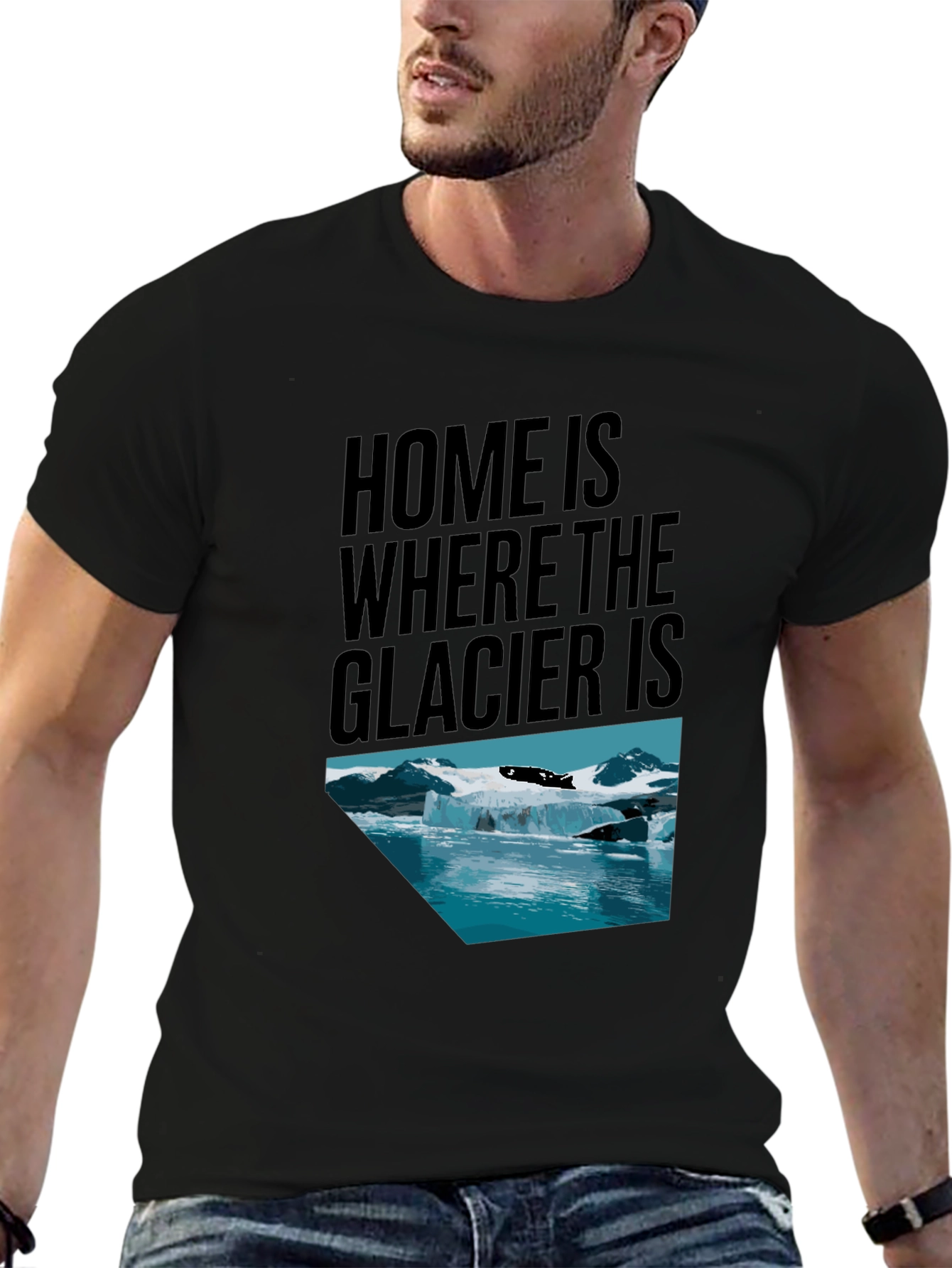 Black Glacier Graphic Tee: Home Is Where the Glacier Is T-Shirt view 6