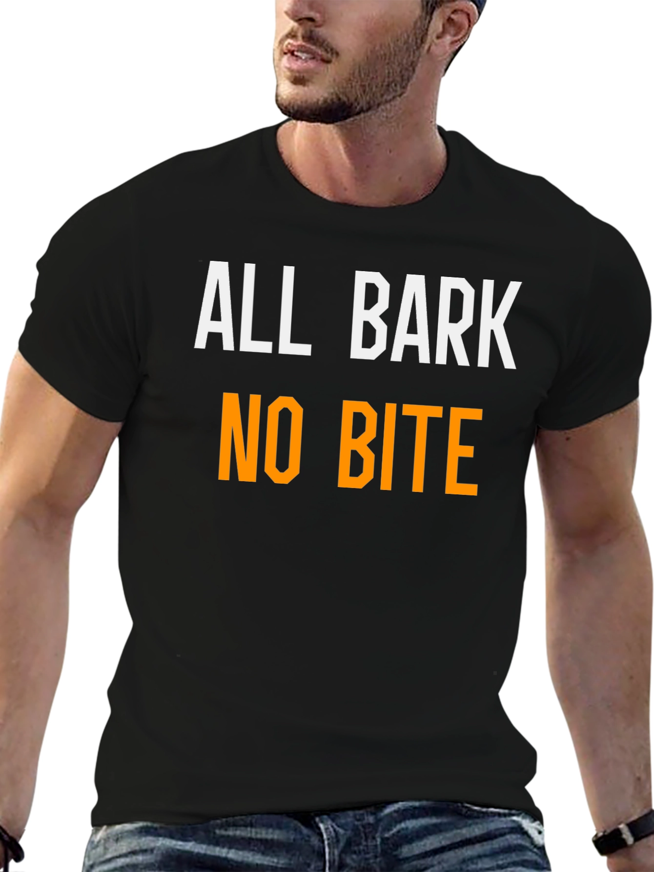Black All Bark No Bite Funny T-Shirt view 6