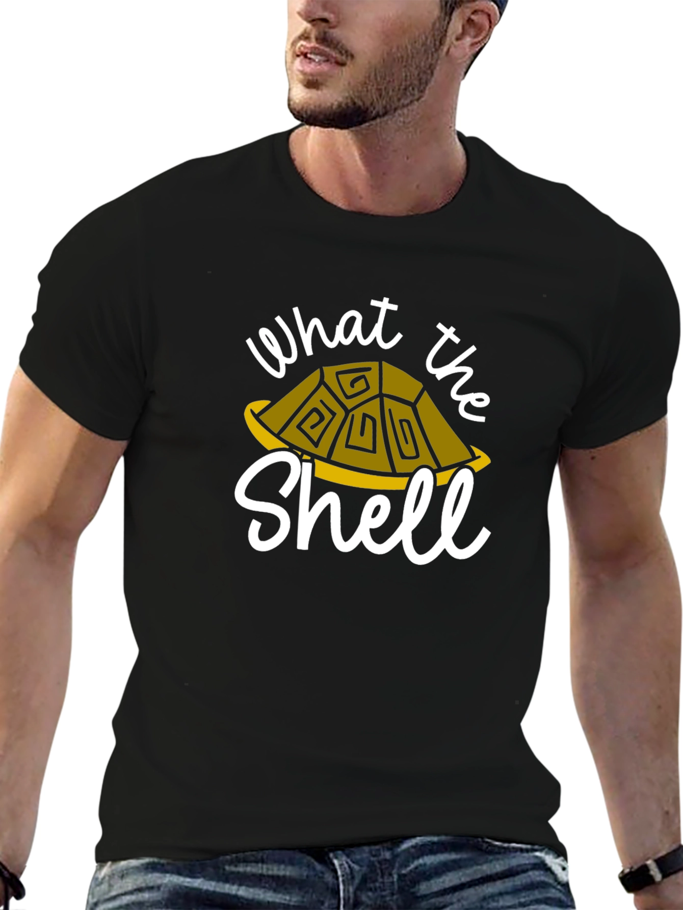 Black What the Shell T-Shirt - Turtle Graphic Tee view 6