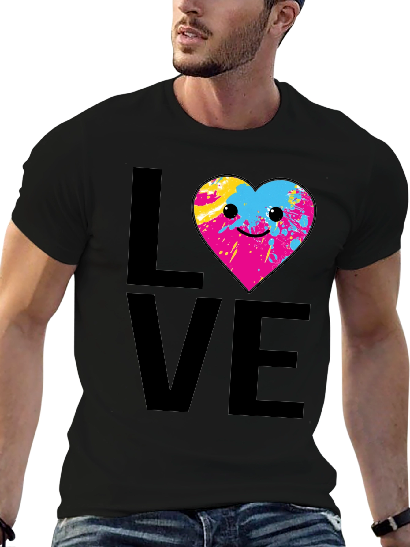 Black Love Heart Graphic Tee - Fun & Unique Design view 6