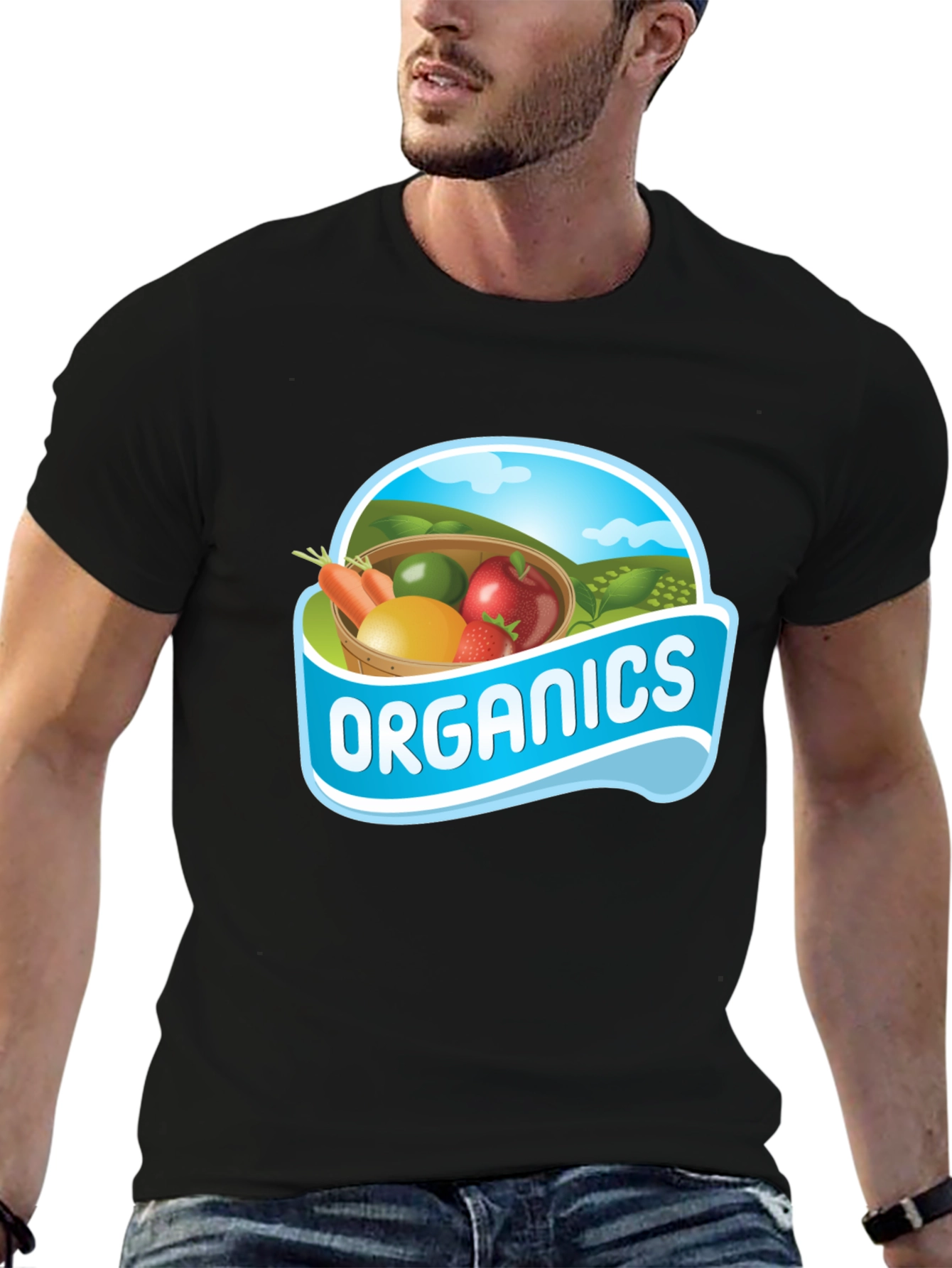 Black Organic Produce T-Shirt - Farm Fresh Style view 6