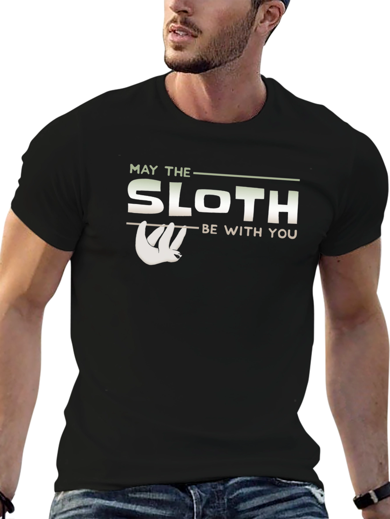 Black May The Sloth Be With You Black T-Shirt view 6