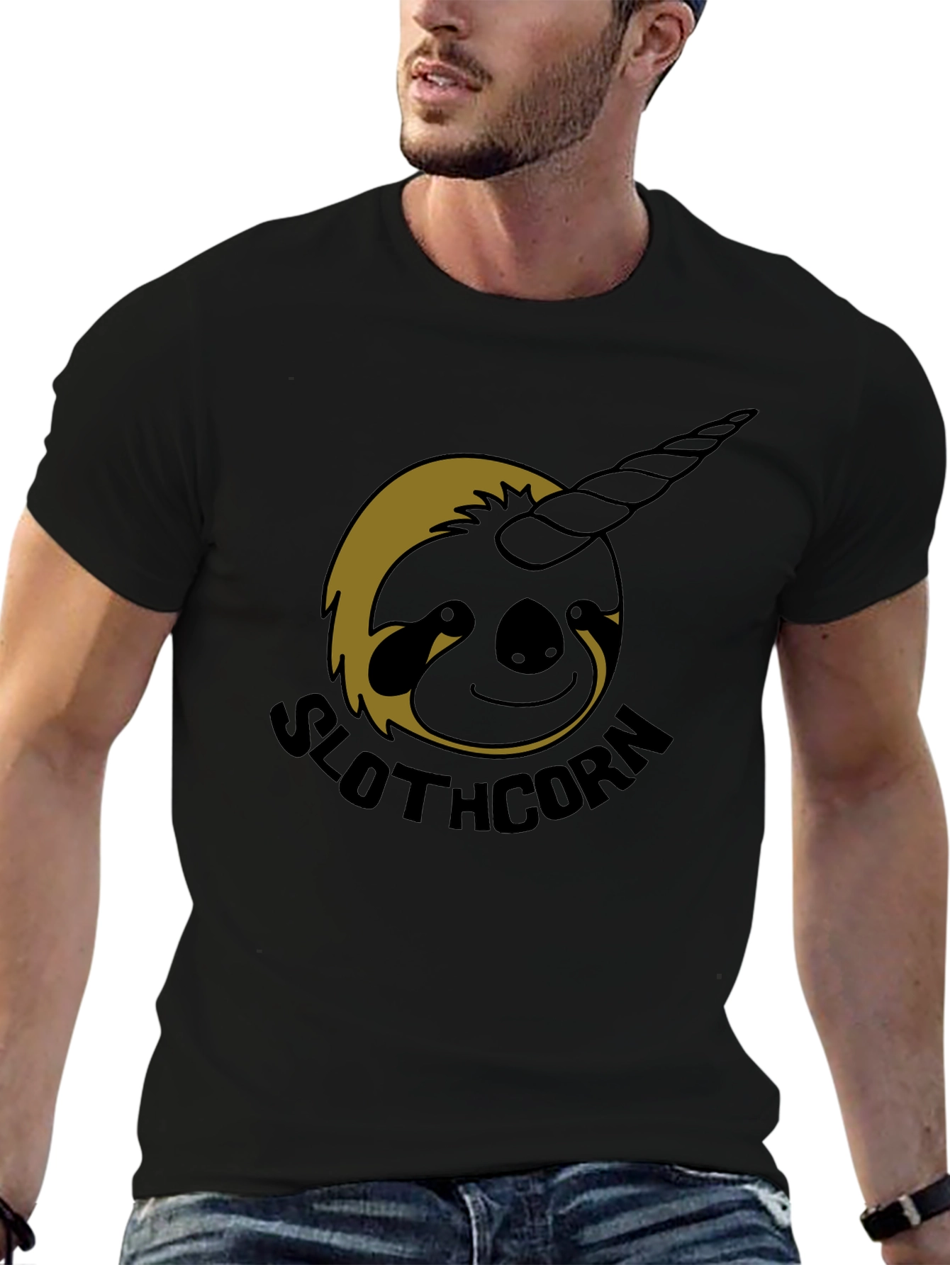 Black Slothcorn Graphic Tee - Unisex Comfort Fit view 6