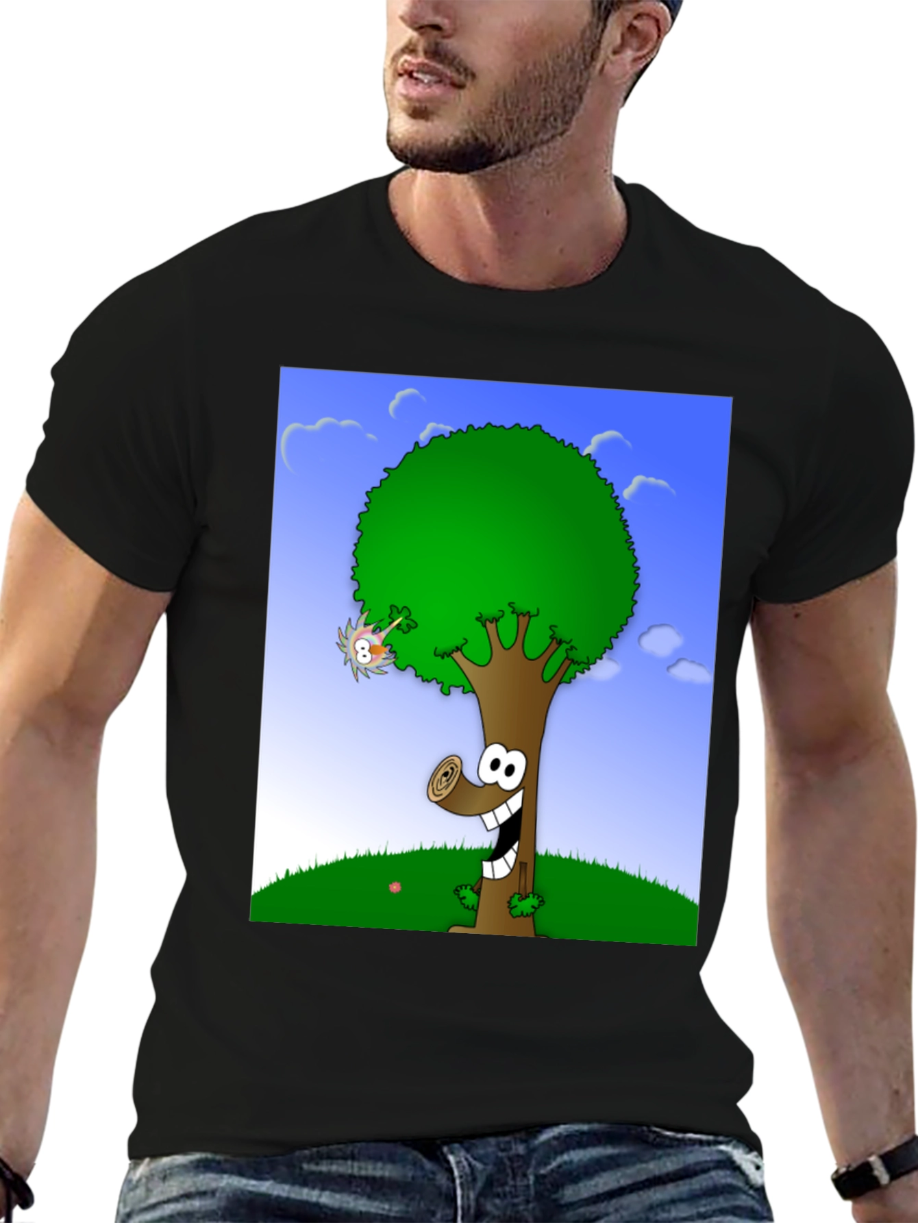 Black Cartoon Tree Graphic Tee view 6