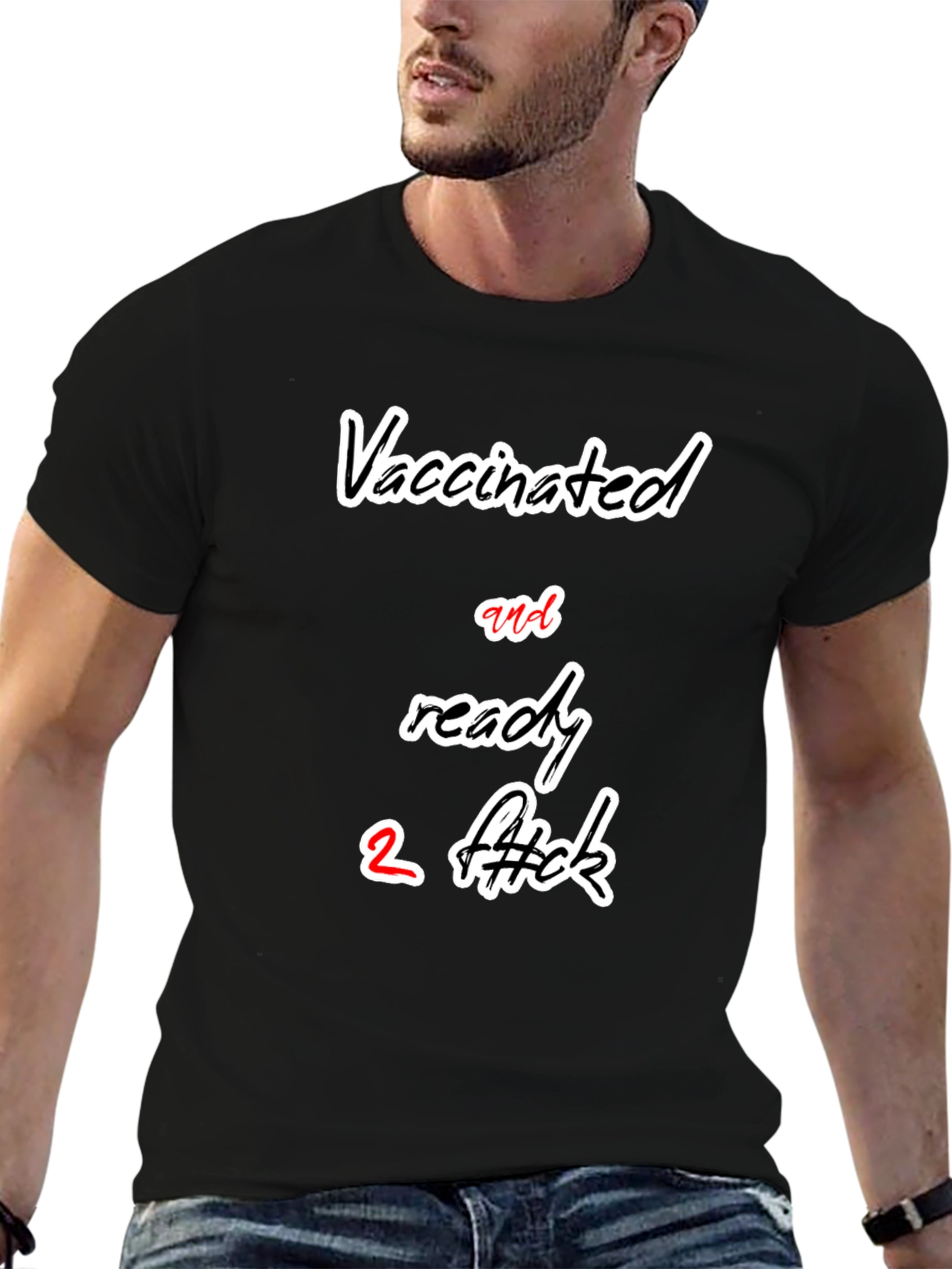 Black Vaccinated & Ready Graphic T-Shirt view 6