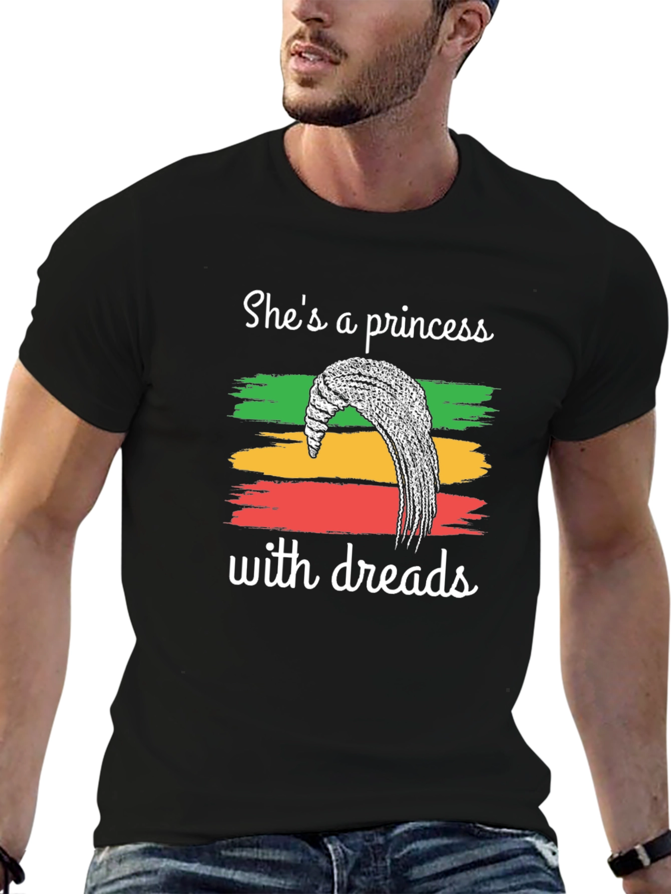 Black She's A Princess With Dreads Graphic T-Shirt view 6