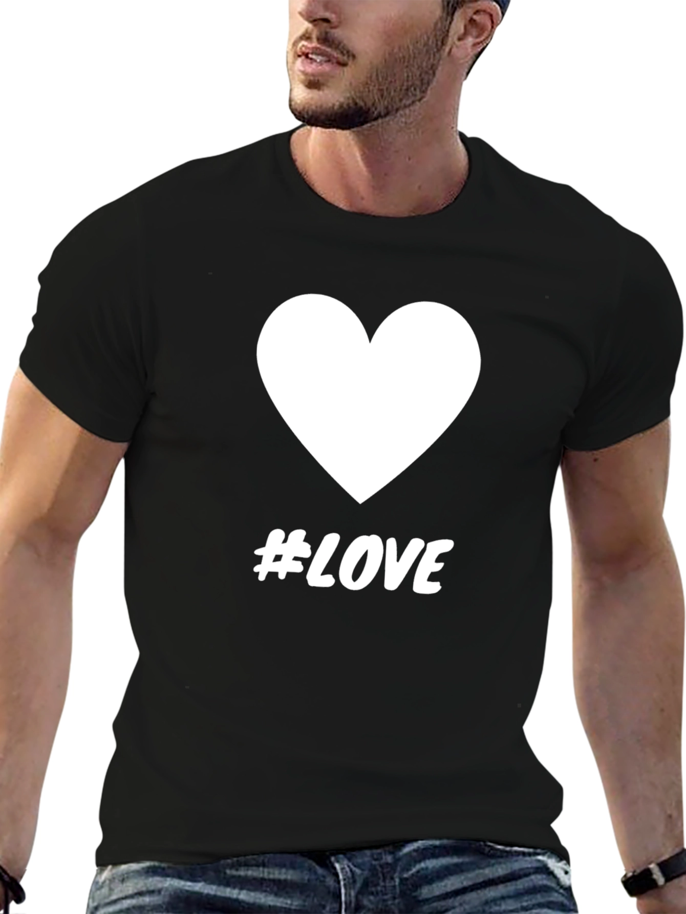 Black Love Hashtag Graphic Tee - Black Cotton view 6