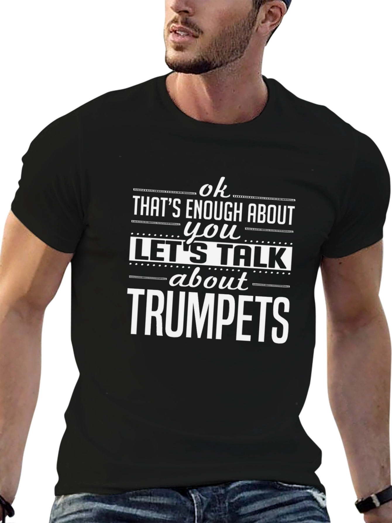Black Trumpets Humor Graphic T-Shirt - Black view 6