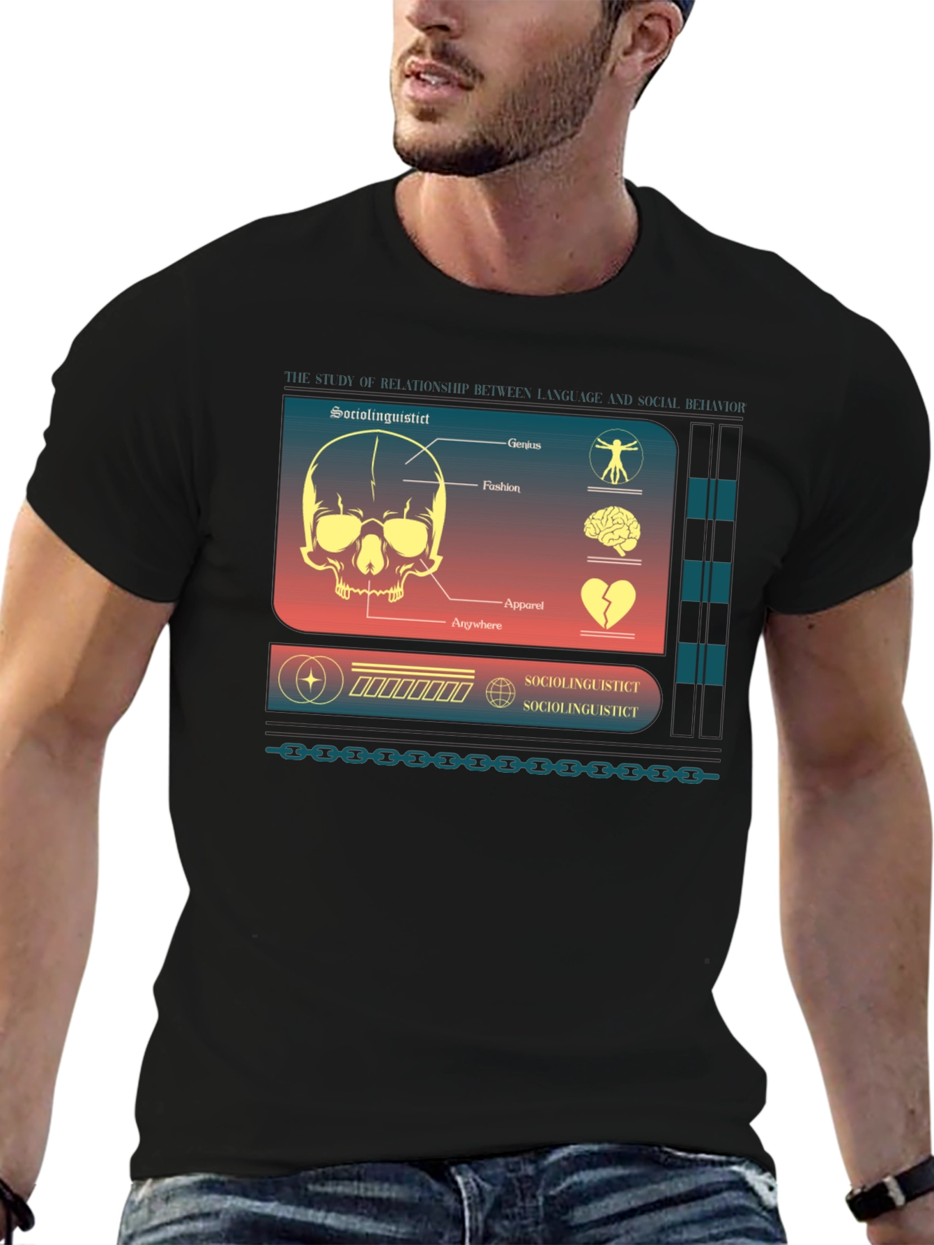 Black Sociolinguistic Diagram Graphic T-Shirt view 6