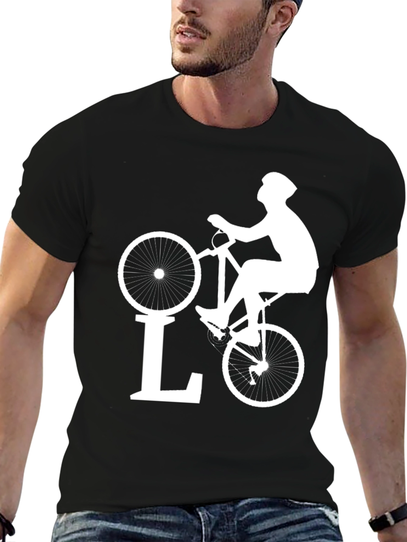 Black Cycling Love T-Shirt - Black Bike Design view 6