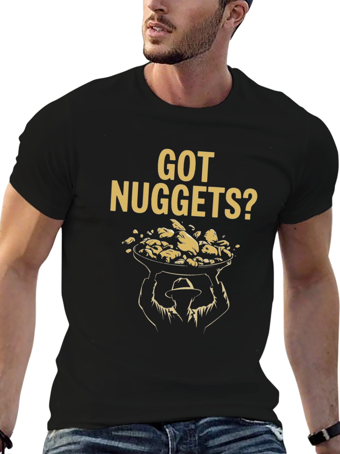 Black Got Nuggets? Graphic Tee - Funny Food Lover Shirt view 6