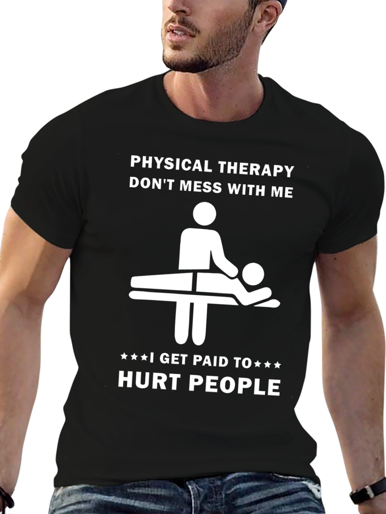 Black Physical Therapy Funny Graphic T-Shirt view 6