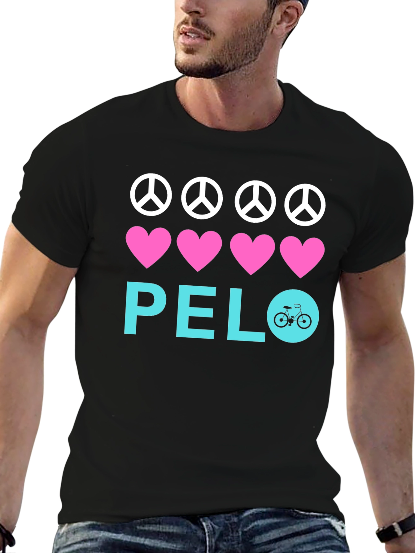 Black Peace Love Bicycle T-Shirt view 6