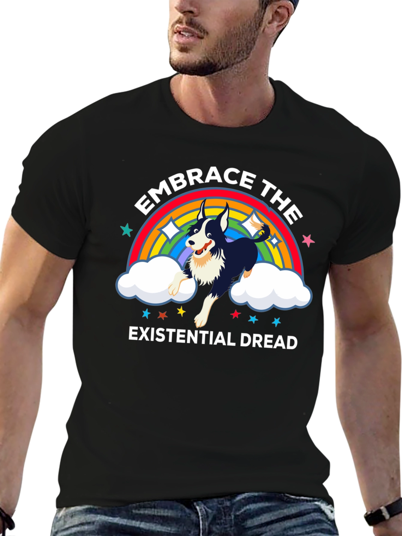 Black Embrace Existential Dread Dog T-Shirt view 6