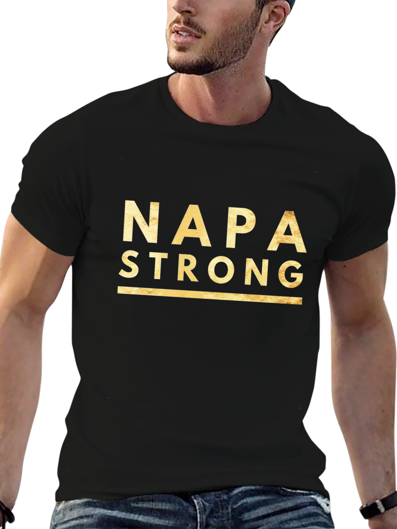 Black Napa Strong Graphic Tee - Premium Black Cotton T-Shirt view 6
