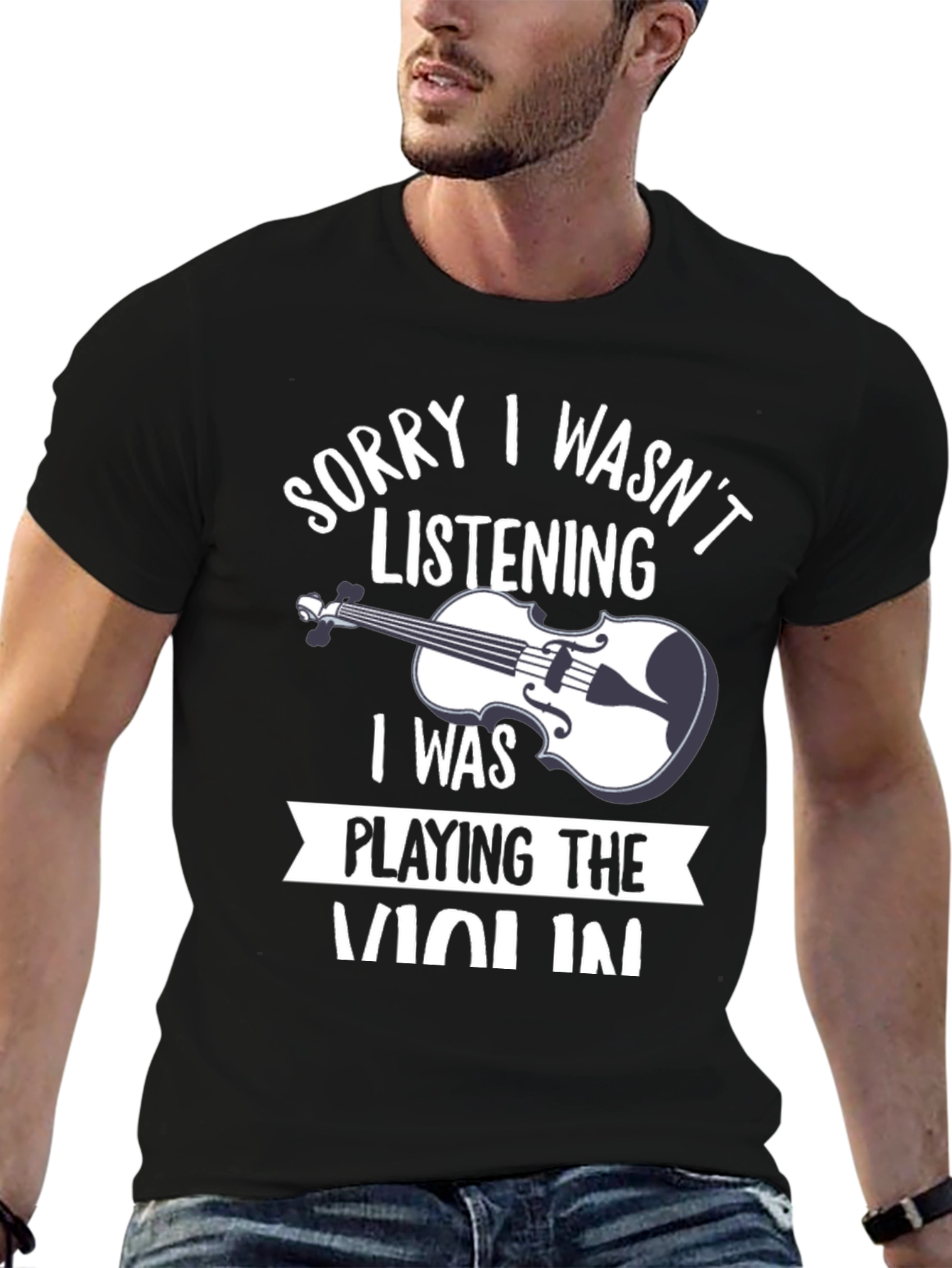 Black Violin Player T-Shirt - Sorry, Wasn't Listening! view 6
